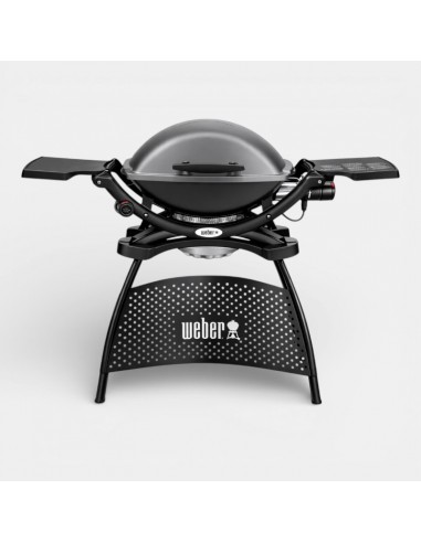 Barbacoa eléctrica Weber Q 2400 con soporte y mesa lateral para terraza y balcón