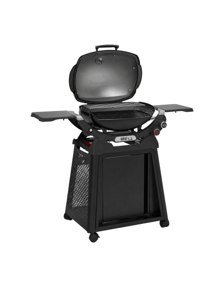 Barbacoa de gas Q2800N+ con carro Premium Weber® tapa abierta